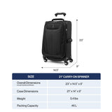 Travelpro Maxlite 5 Softside Expandable Carry-On Luggage 21”, Ultra-Lightweight Spinner Suitcase with 4 Wheels (Black)