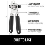 Heavy-Duty Stainless Steel Can Opener with Soft Grip & Bottle Opener