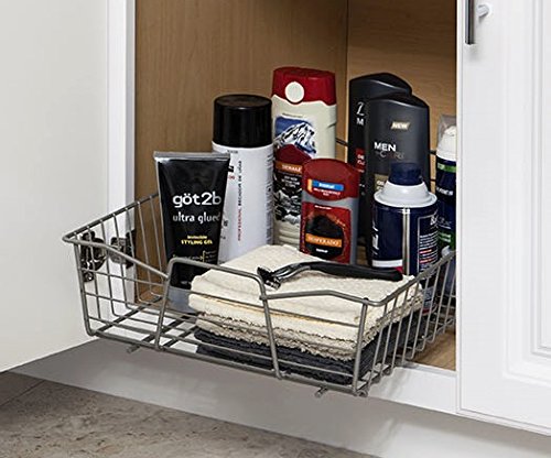 ClosetMaid Nickel Pull-Out Cabinet Organizer – Heavy-Duty Slide-Out Drawer for Kitchen, Bathroom & Pantry Cabinets