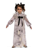 Sweet Screams Girl’s Halloween Costume – Spooky Nightgown Dress with Hair Bows & Extensions 💀🎀