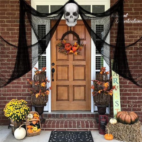 3-Pack Black Creepy Cloth Halloween Decoration Set – 16.4 Yards Spooky Fabric for Indoor & Outdoor Décor