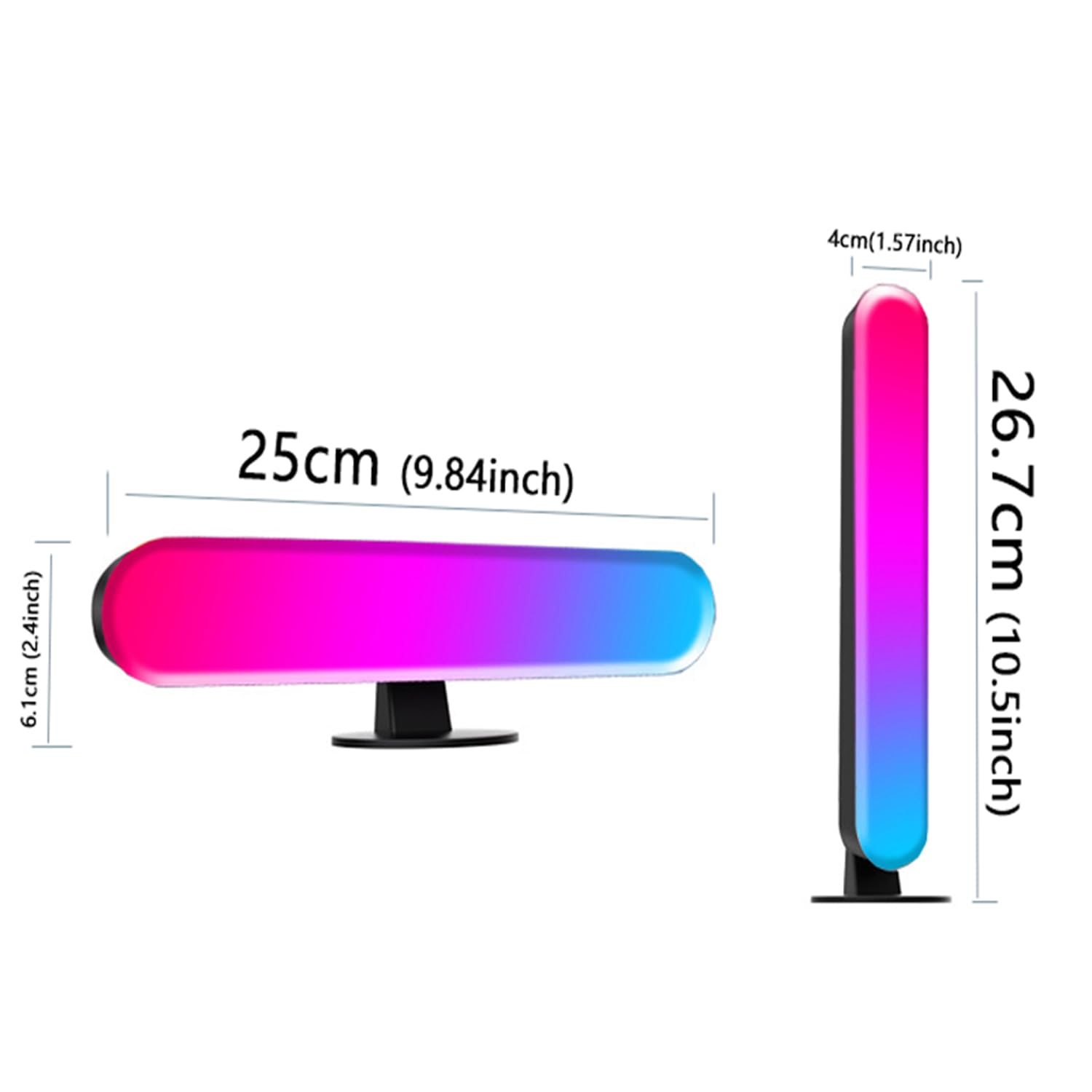 RGB IC Music Sync Light Bars (2-Pack) – USB Powered Ambient Desk & TV Lighting with App & Remote Control – Black