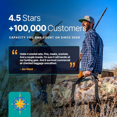 Diamond Ripstop Large Packable Duffel Bag 75L – Ultra-Tough Weatherproof Travel & Sports Bag (International Orange)