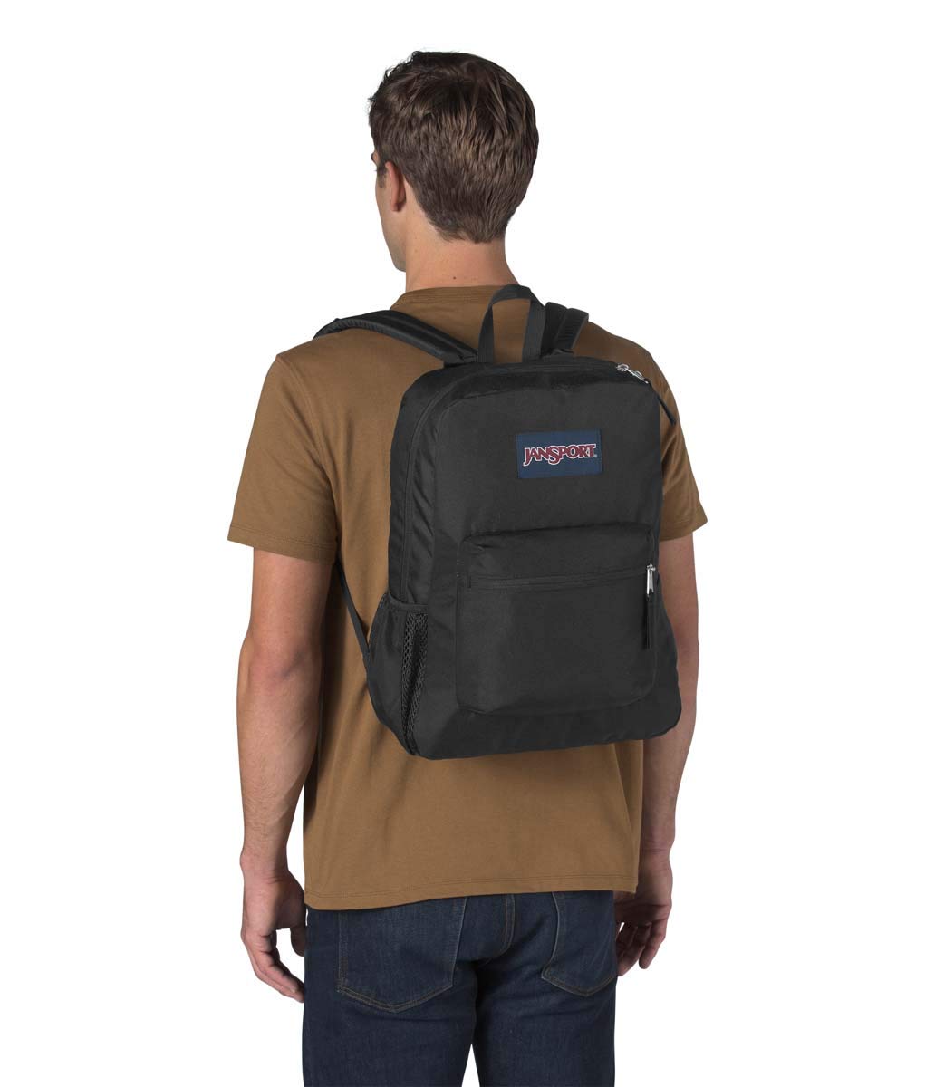 JanSport Cross Town Backpack – Classic Everyday Backpack with Front Organizer & Bottle Pocket (Black)