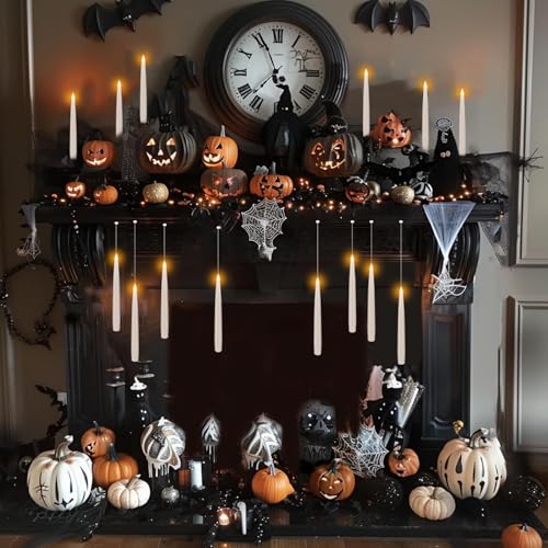 Floating Flameless LED Candle Set – 24 Ivory Hanging Candles with Remote Wand & Full Hanging Kit