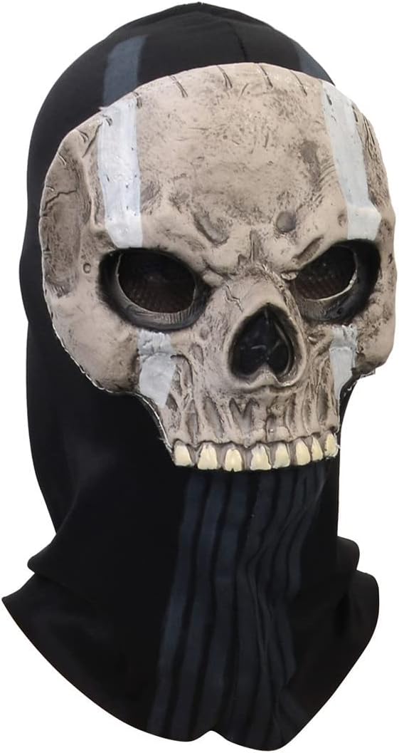 Ghost Skull Tactical Mask – Full Face Cosplay Mask for Halloween, War Games & Outdoor Sports (Mask-D)