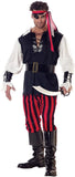 Cutthroat Pirate Costume for Adults – Black, Red & White 6-Piece Halloween Outfit Set