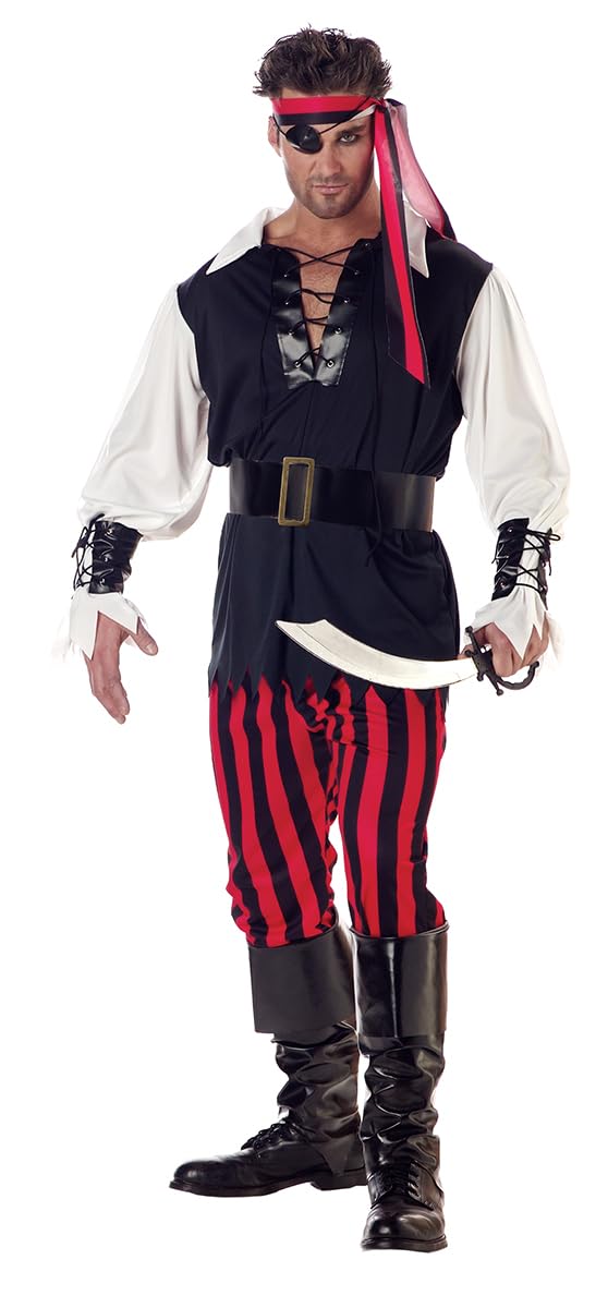 Cutthroat Pirate Costume for Adults – Black, Red & White 6-Piece Halloween Outfit Set