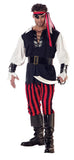 Cutthroat Pirate Costume for Adults – Black, Red & White 6-Piece Halloween Outfit Set