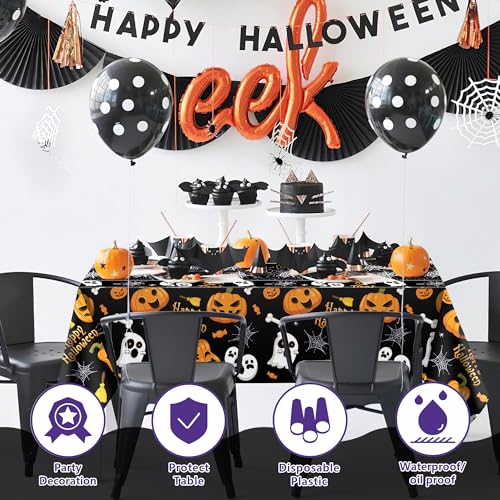 Halloween Tablecloth – Large 52x87" Plastic Table Cover for Spooky Indoor & Outdoor Party Decorations