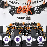 Halloween Tablecloth – Large 52x87" Plastic Table Cover for Spooky Indoor & Outdoor Party Decorations