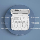 Portable USB-C Adapter Travel Kit with Mirror – Multi Cable Organizer with SIM Card Storage