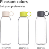 22 oz Clear Tritan Water Bottle with Leakproof Lid and Carry Ring