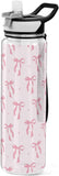 32 oz Clear Bow Tritan Water Bottle with Straw and Carry Strap