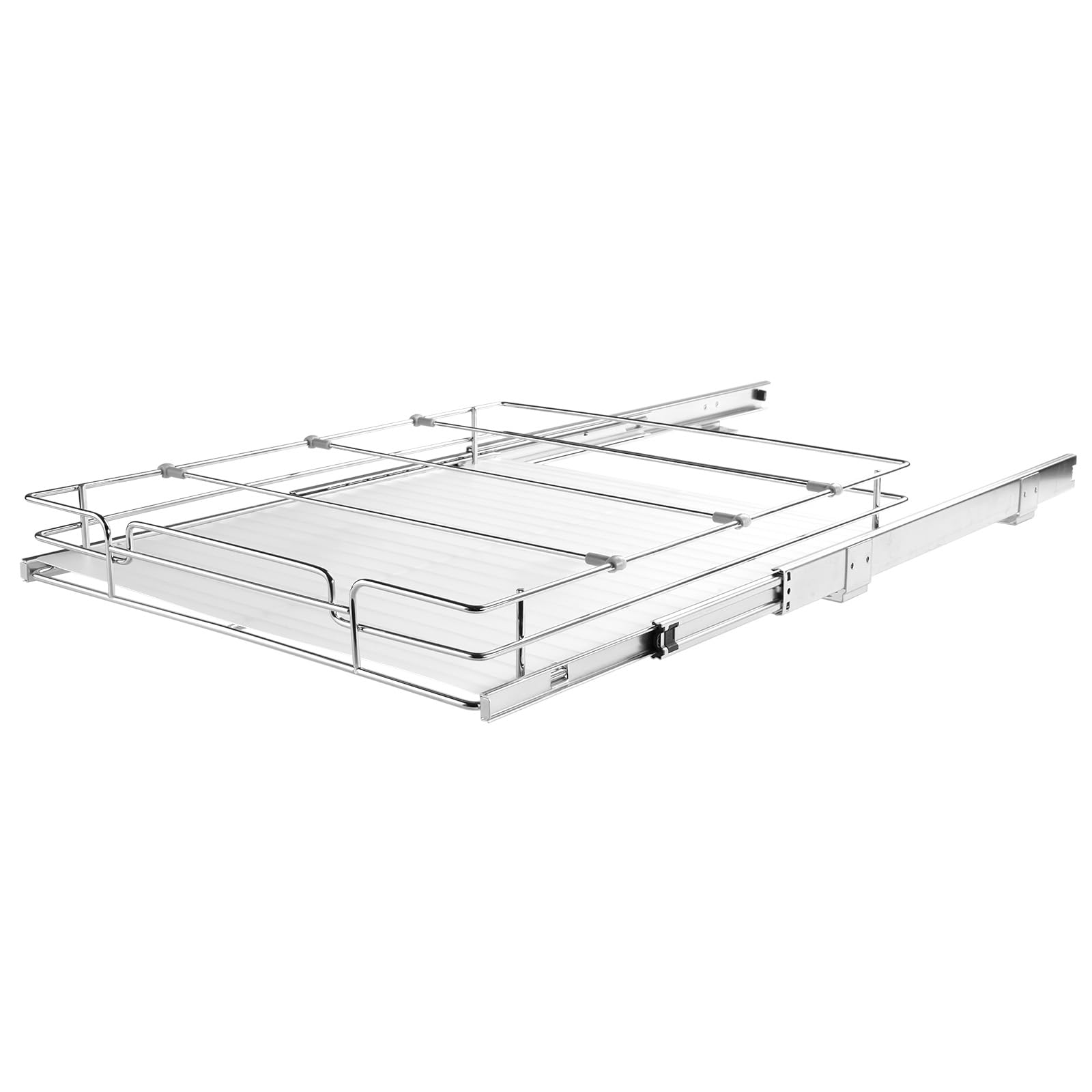Heavy-Duty Pull-Out Cabinet Organizer – Chrome-Plated Steel Slide-Out Shelf for Kitchen & Under-Sink Storage (18.5” W x 21” D)