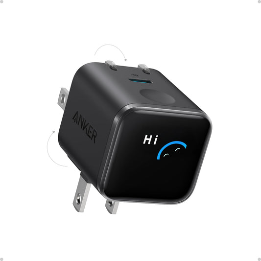 Anker Nano 45W USB-C Fast Charger with Smart Display – Compact Foldable Wall Charger for iPhone 17/16/15, iPad Pro & USB-C Devices