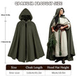 Green Hooded Medieval Cloak – Elf-Inspired Cape with Leaf Brooch & Toggle Closure for Halloween & Cosplay 🍃🧝‍♂️