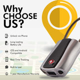 Bluetooth Smart Travel Padlock with App Control, TSA Approved Keyless Lock, Rechargeable Waterproof Luggage Security Lock Silver