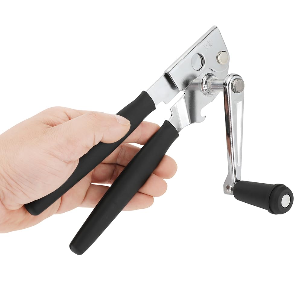 Heavy-Duty Manual Can Opener with Ergonomic Soft Handles & Easy-Turn Crank