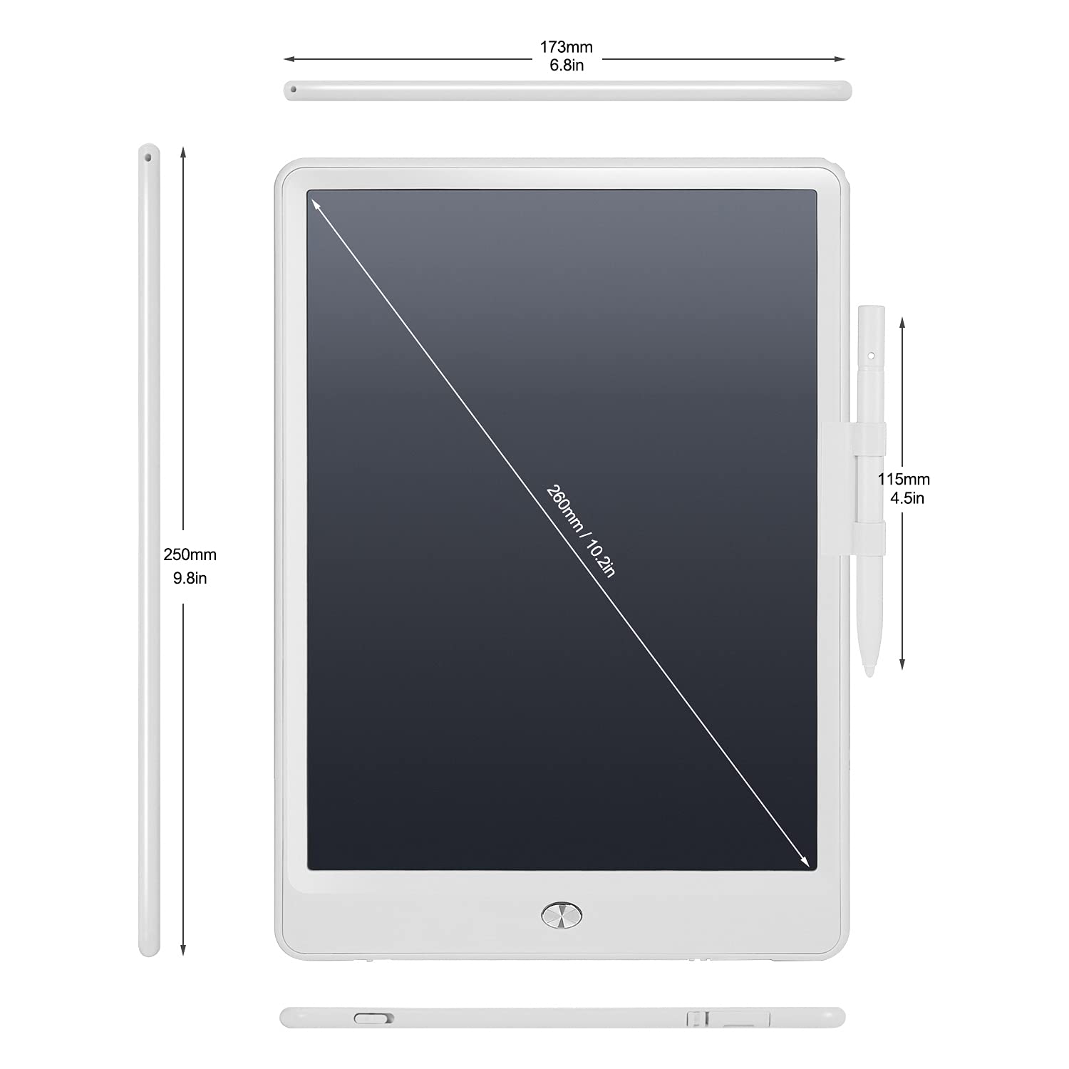 10” LCD Writing Tablet for Kids – Reusable Colorful Doodle Drawing Board (White)