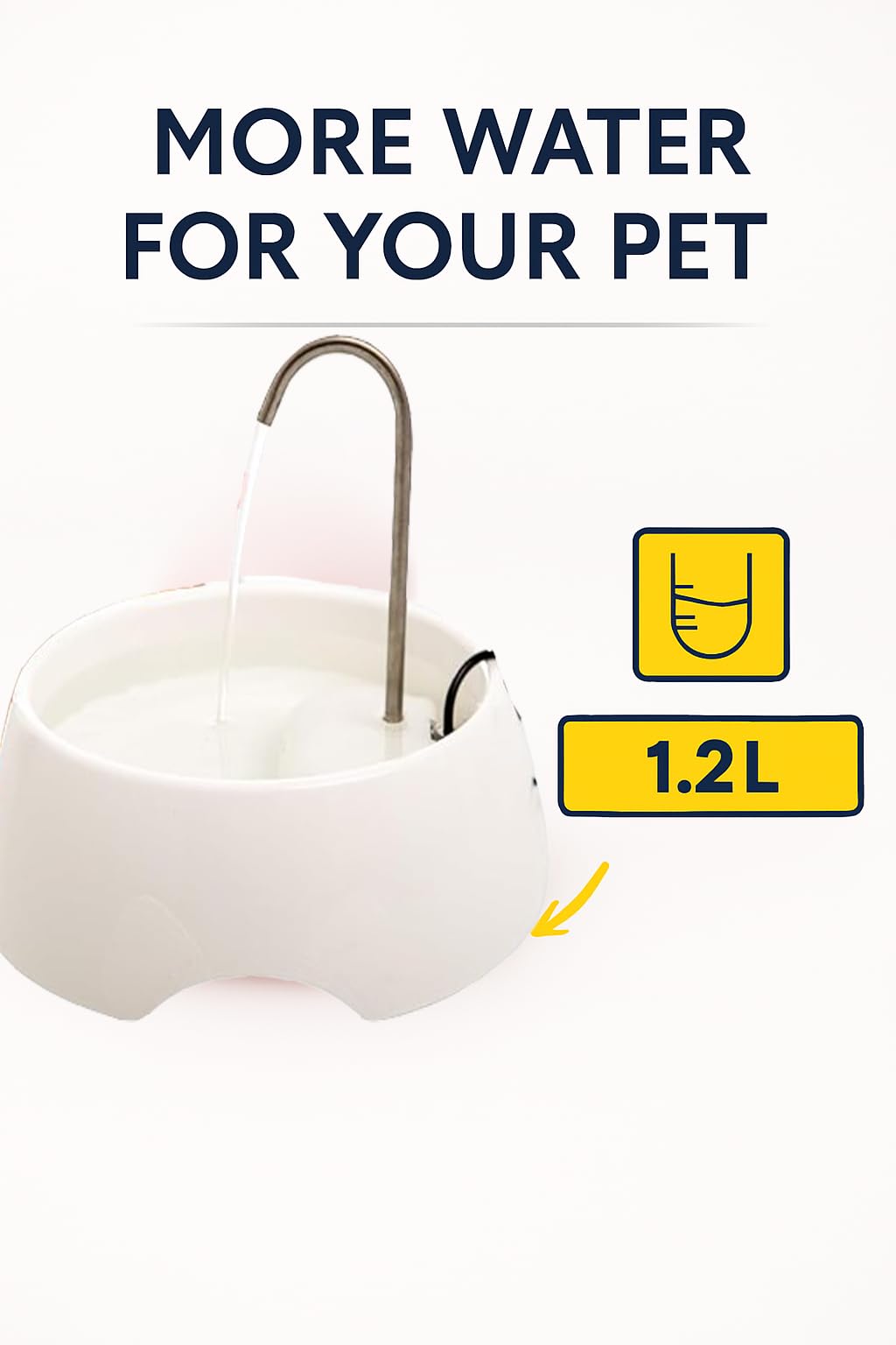 AMICUS Aqua Mini Cat & Dog Water Fountain with Stainless Steel Faucet, Activated Carbon Filter & USB Powered Quiet Pump – White