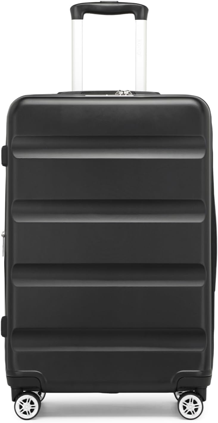 24-Inch Black Expandable Hardshell Checked Suitcase with TSA Lock