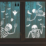 Double-Sided Halloween Window Clings – 8 Reusable PVC Sheets with Skeletons, Ghosts & Pumpkins