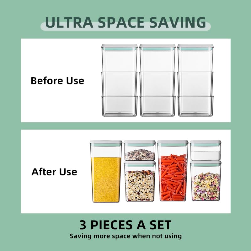 One-Touch POP Airtight Food Storage Containers – 6 Piece Stackable Kitchen Canister Set