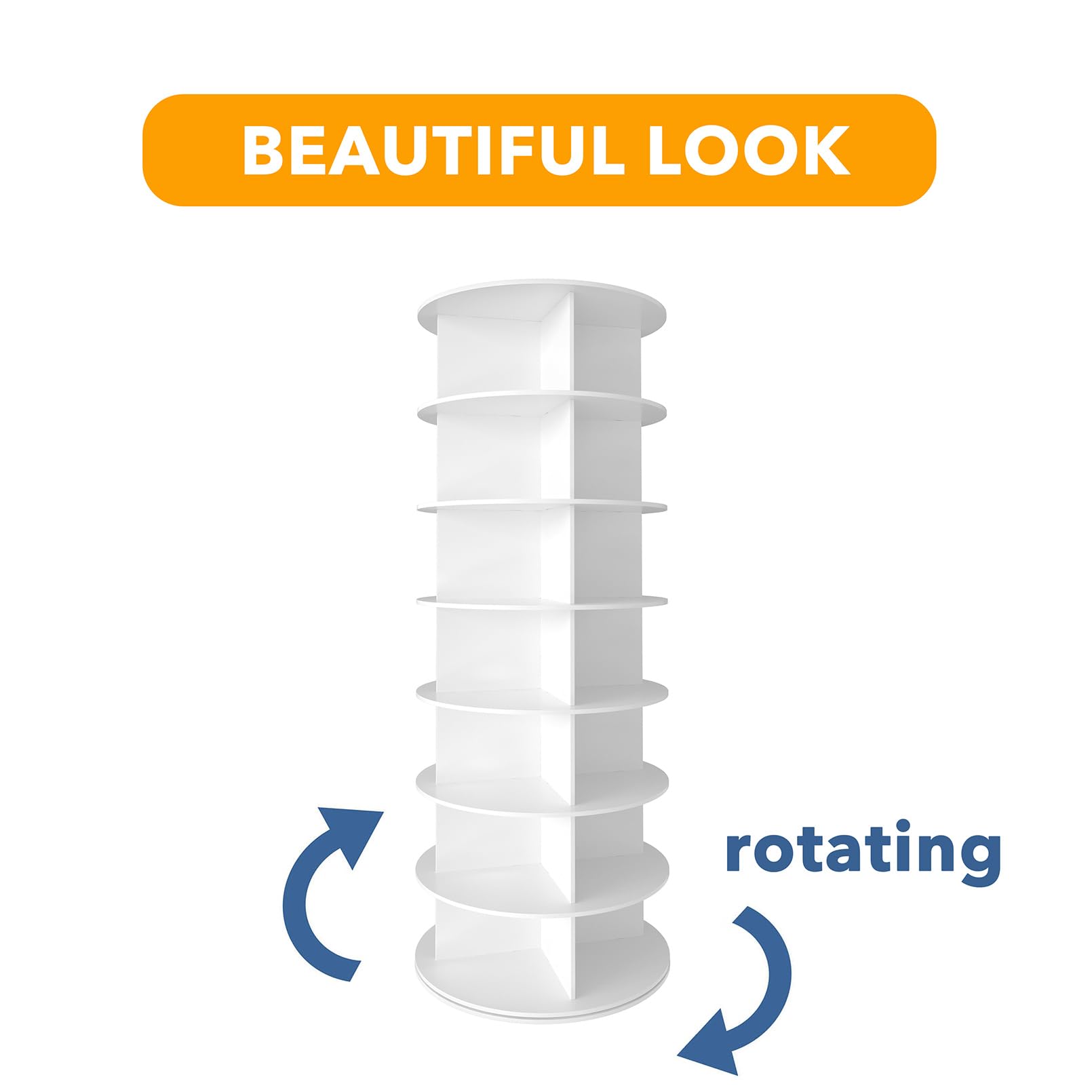7-Tier Rotating Shoe Rack Tower – 360° Spinning Vertical Shoe & Handbag Organizer for Closets