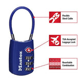 Master Lock TSA Accepted Combination Luggage Lock with Flexible Steel Cable, Resettable 3-Dial Travel Padlock