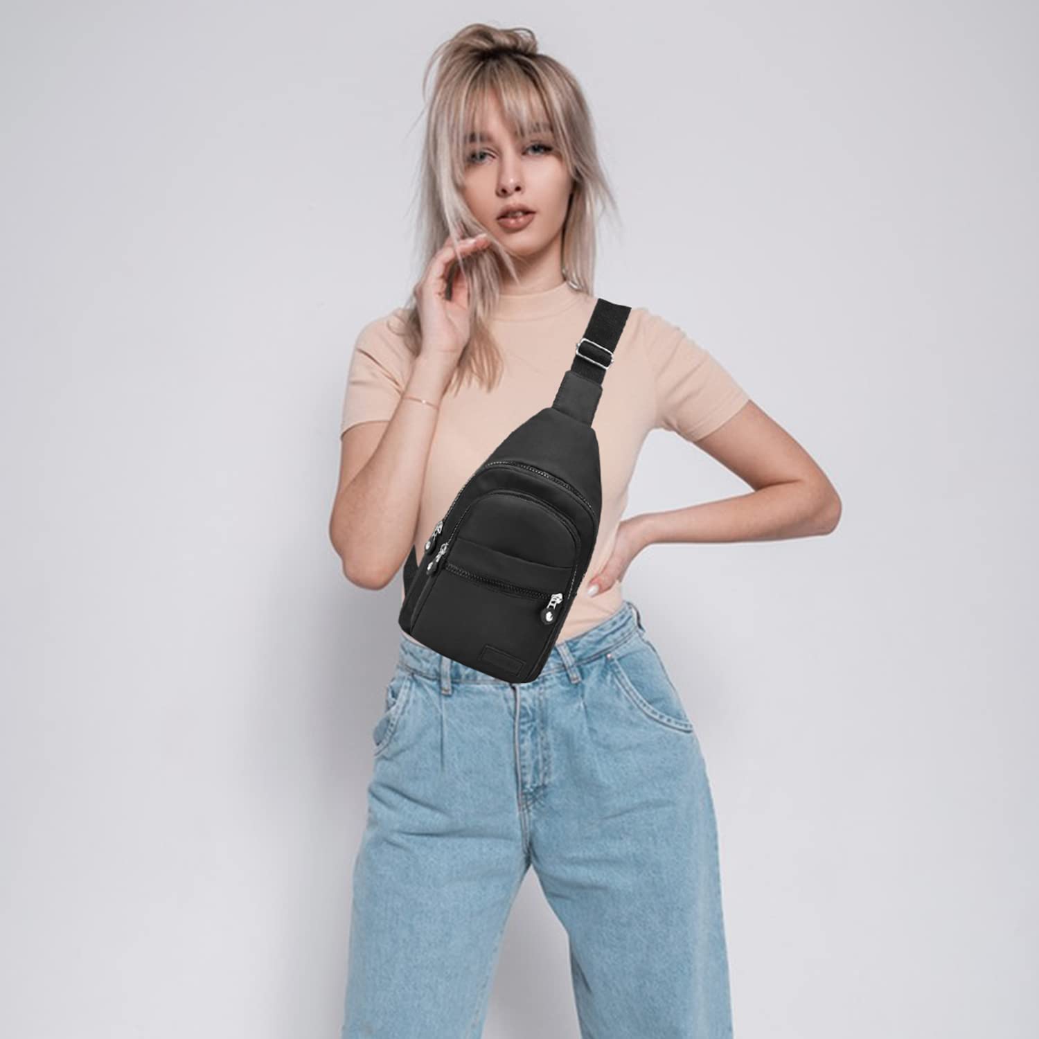 BANELU Small Sling Backpack for Women – Water-Resistant Crossbody Chest Bag for Travel, Hiking & Daily Use (Black)