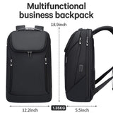 BANGE Waterproof Smart Laptop Backpack – 180° Open Business Travel Backpack with USB Charging Port for 15.6” Laptops (Black)