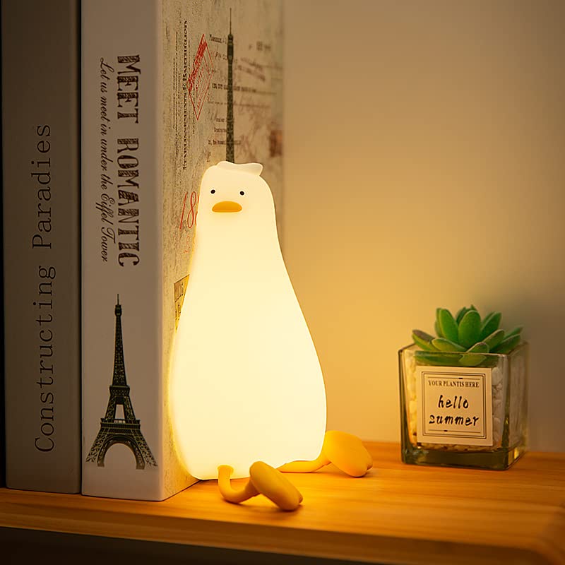 Cute Silicone Duck Night Light Rechargeable LED Dimmable Nursery Bedside Lamp for Kids & Baby Room