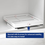 AMZAGE Adjustable Pull-Out Cabinet Organizer with Raised Base – No-Drill Slide-Out Drawer for Framed Cabinets (White)