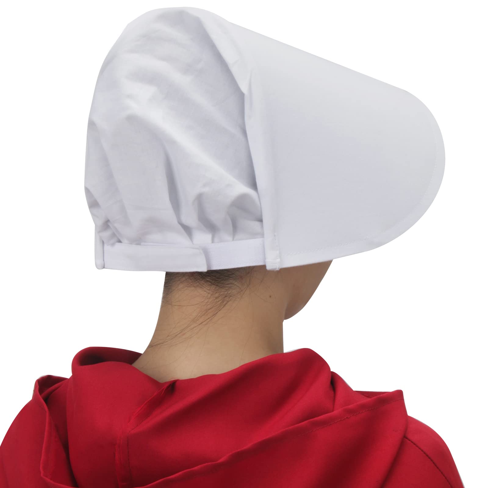 PARTYEVER Handmaids Bonnet Women's Victorian White Wide Brim Bonnet Head Cover Cap Handmaiden Cosplay Hat Costume Accessory