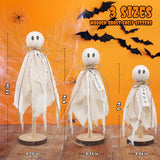 Rustic Wooden Ghost Trio – Farmhouse Halloween Decorations with BOO & Haunted Labels, 3 Sizes