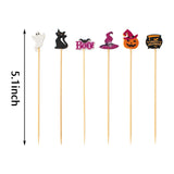 Halloween Cocktail Picks Set – 240Pcs Bamboo Party Toothpicks with Ghost, Pumpkin & Bat Designs for Snacks, Fruits & Appetizers