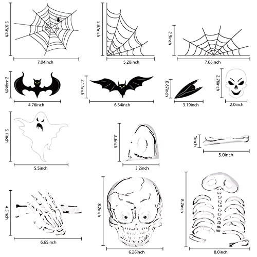 Double-Sided Halloween Window Clings – 8 Reusable PVC Sheets with Skeletons, Ghosts & Pumpkins