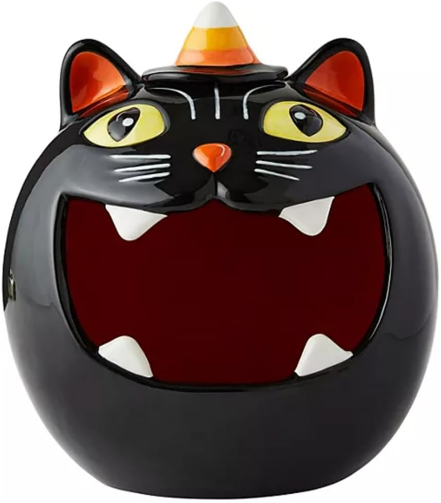 Member’s Mark Ceramic Halloween Candy Bowl – Black Cat Party Decoration (Trick-or-Treat Bowl)