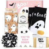 Pink Halloween Gift Box for Women – 7-Piece “Spooky Season” Gift Set with Ghost Cup, Candle, Socks, Bath Bomb & Greeting Card