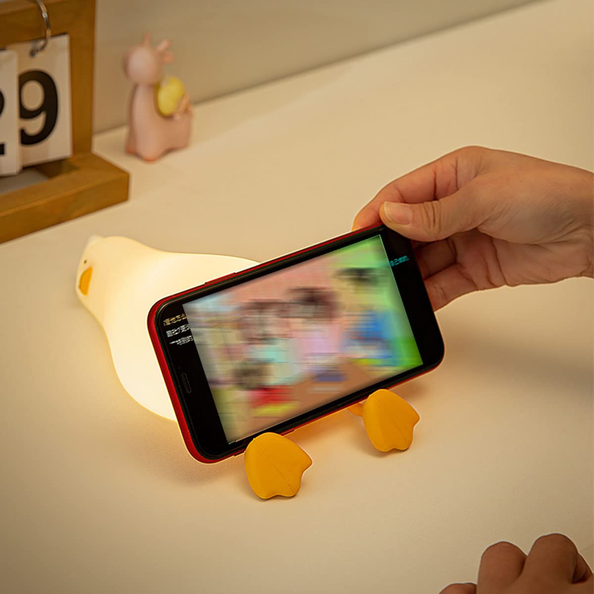 Cute Silicone Duck Night Light Rechargeable LED Dimmable Nursery Bedside Lamp for Kids & Baby Room