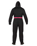 Squid Game Guard Costume for Adults – Official Black Hooded Jumpsuit with Mask, Belt & Gloves