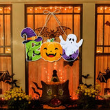 Halloween Door Hanger Set – 5PCS Hanging Paper Signs with Ghosts, Pumpkins & Bats for Fall Party Decor
