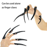 Gothic Vampire Claw Gloves Set – 10pcs Long Finger Claws with Black Stretch Gloves for Halloween & Cosplay