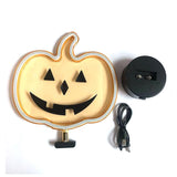Pumpkin Neon LED Sign – Orange Halloween Emoji Design, USB & Battery Powered Table Décor Light for Kids & Party