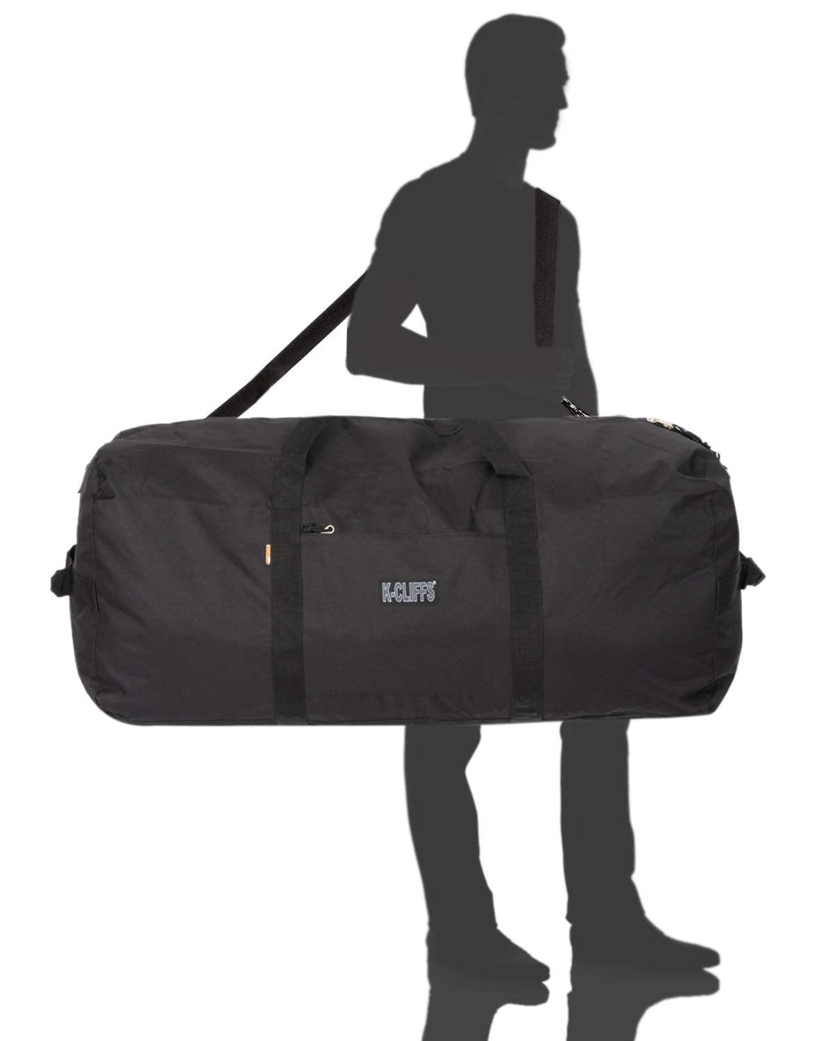 Heavy-Duty Cargo Duffel Bag – Large Water-Resistant Sports & Equipment Travel Bag with Shoulder Strap (Black)