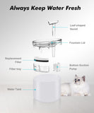 NPET 1.6L Cat Water Fountain with Leaf Spout – Triple Filtration & Ultra-Quiet Circulation (White)