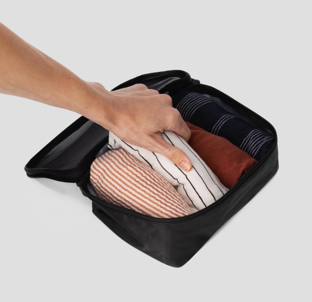 TORTUGA Packing Cubes Set of 3 with Mesh Panels – Lightweight Travel Luggage Organizers – Black