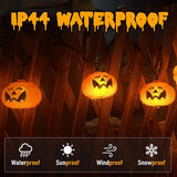 8.5FT Halloween Pumpkin Bat String Lights – 10 Orange Lanterns with Warm Glow & End-to-End Connection