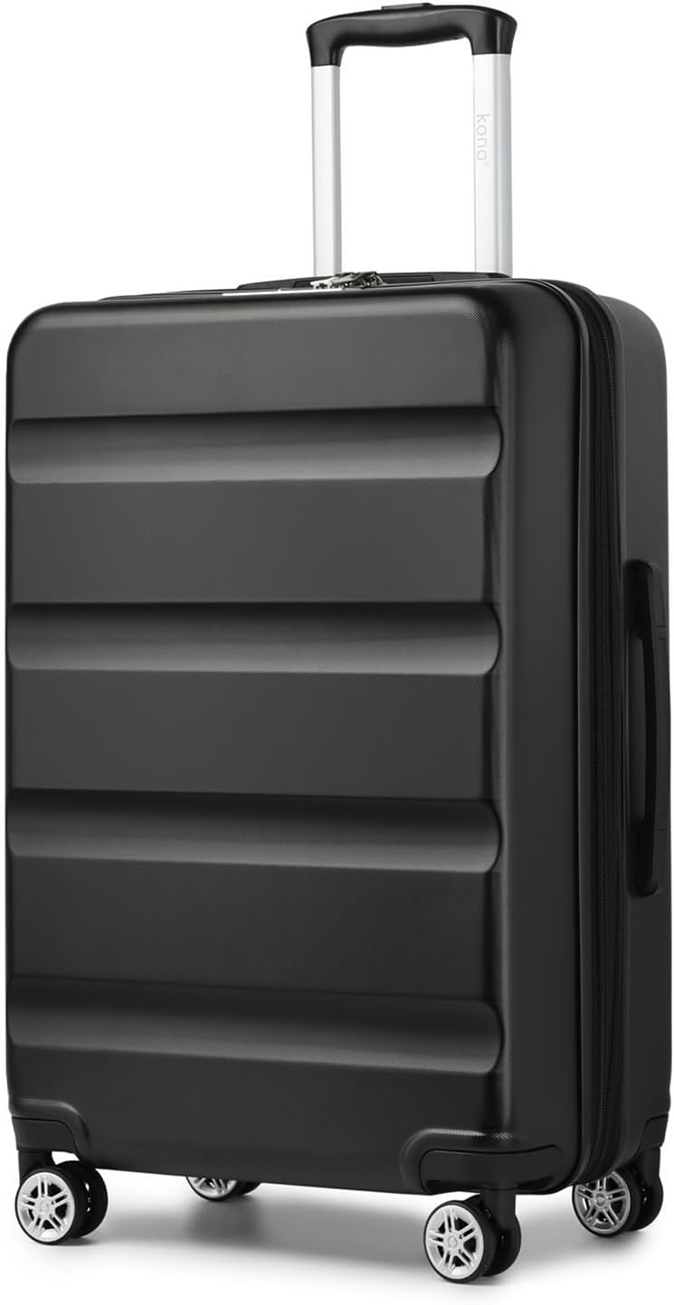 24-Inch Black Expandable Hardshell Checked Suitcase with TSA Lock